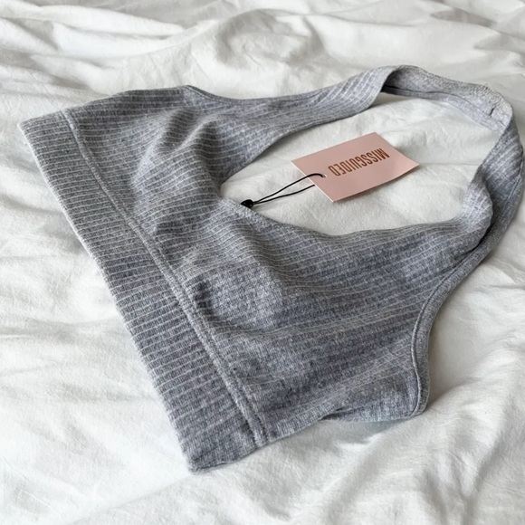 Missguided Gray Ribbed Micro Halterneck Bralet - Picture 10 of 12